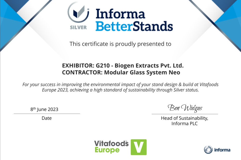 G210 - Biogen Extracts Pvt. Ltd - Vitafoods Europe 2023 Better Stands Report_page-0001